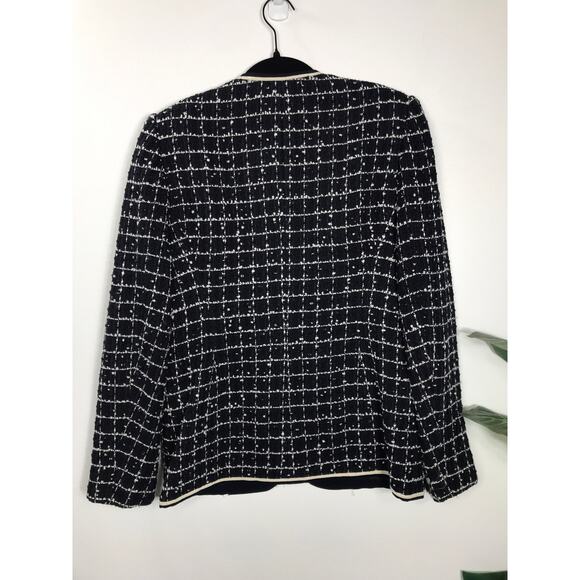 Carlisle Vintage Navy Blue White Blazer Wool Blend Tweed Blazer VTG Workwear - Picture 3 of 9